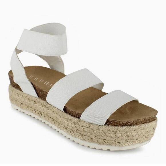 Esprit Women's White and Tan Espadrille Platform Sandals - Picture 1 of 3